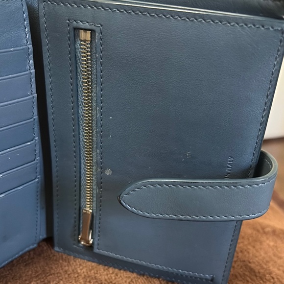 Celine Blue Pebbled Leather Wallet - Picture 6 of 9